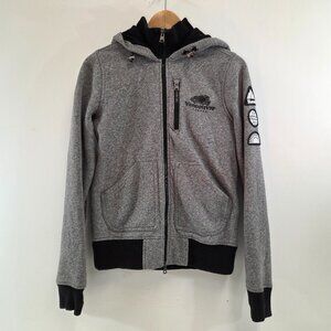 Roots Team Canada Vancouver Zip Up Hoodie Grey Black Womens Medium